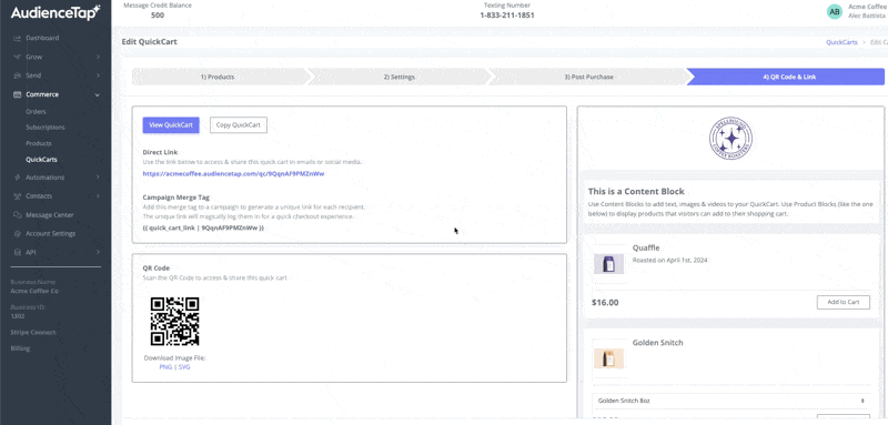 Adding QuickCart merge tags to a lead magnet flow