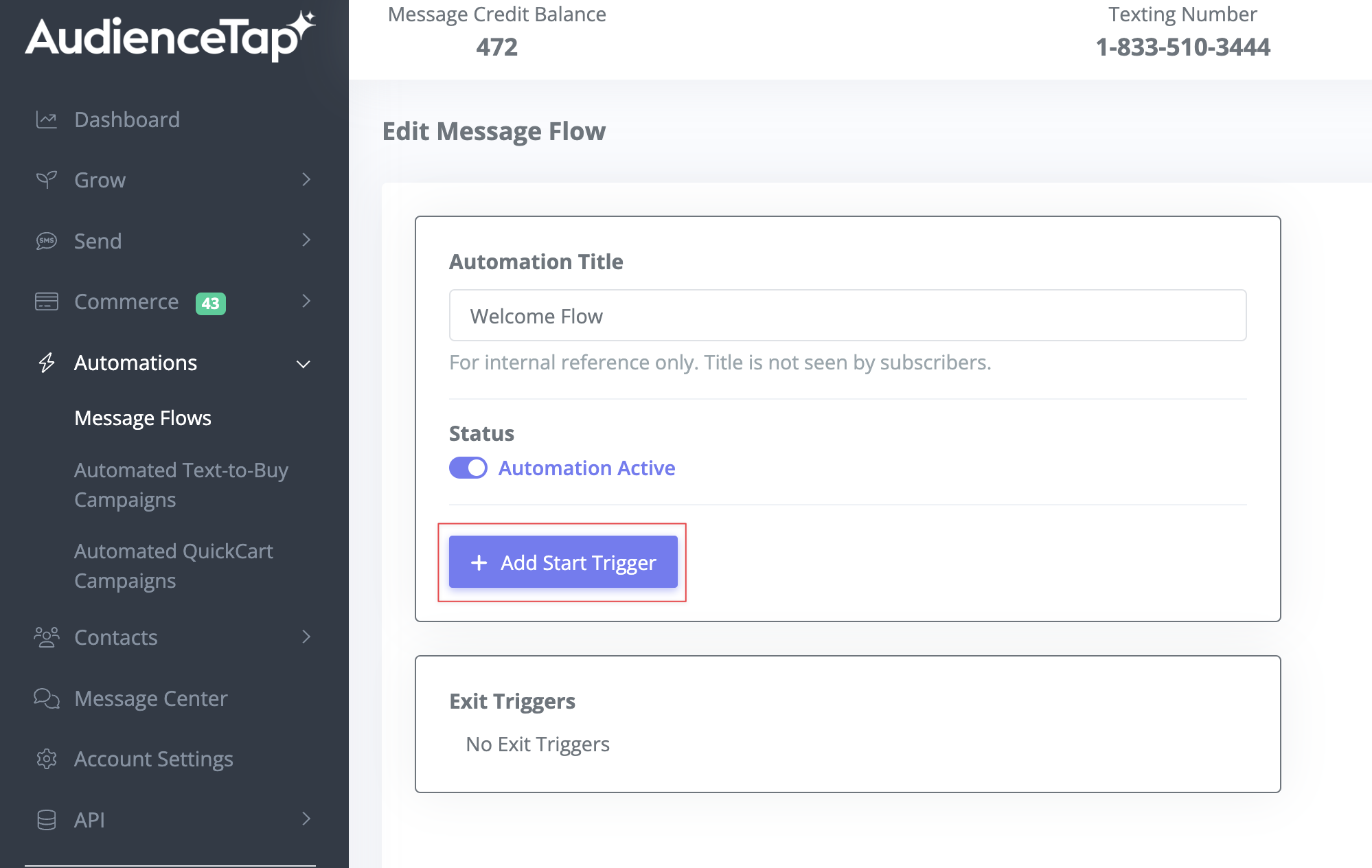 Assigning start triggers to a welcome flow
