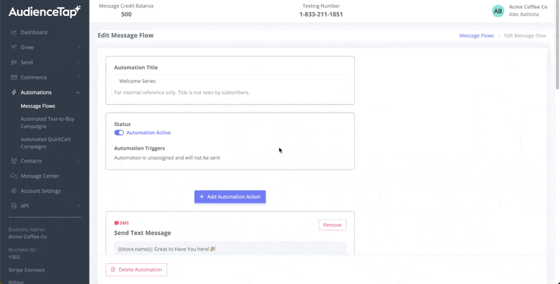 Building a welcome flow with coupon and tag actions