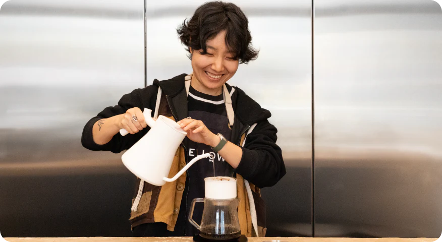 Fellow Drops - barista pouring coffee